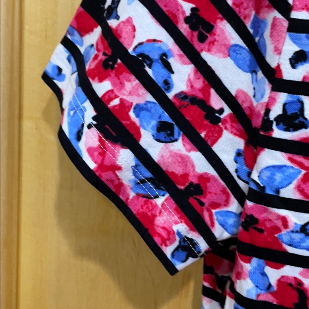 Rafaella Floral shirt sleeve top stripes NEW Large - Picture 4 of 6